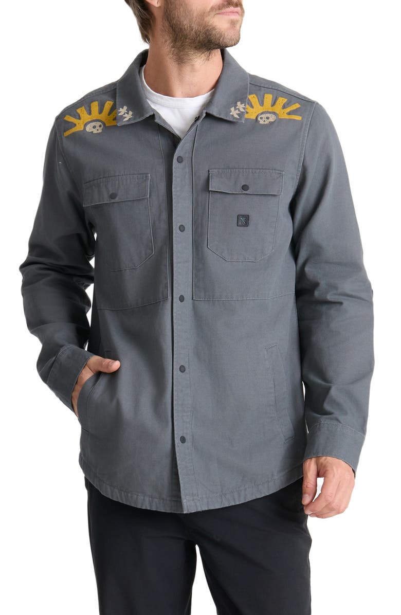 Roark Hebrides Cotton Canvas Shirt Jacket, Main, color, Charcoal