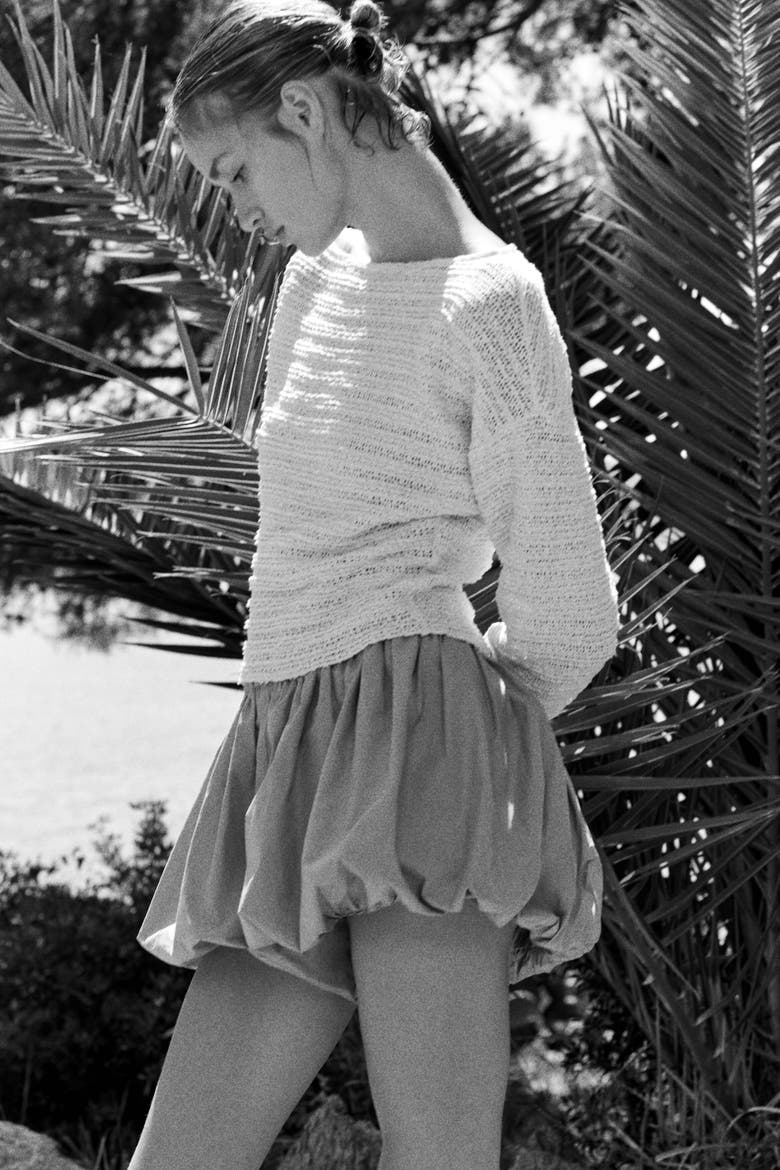 Textured-knit Top, Alternate, color, Cream
