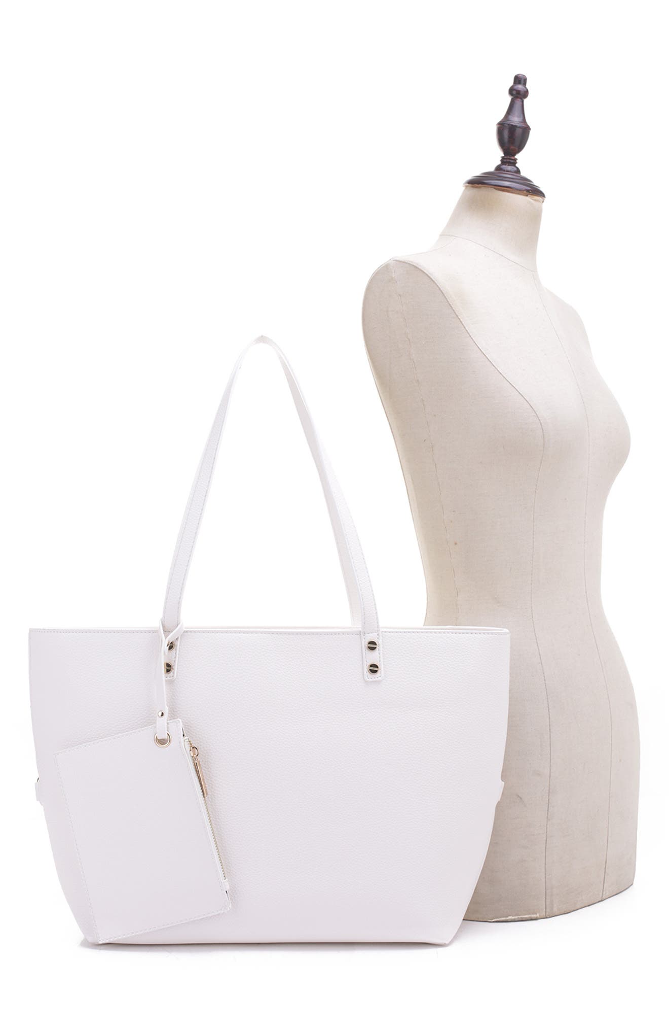 Mali + Lili Estie Vegan Leather Tote, Alternate, color, White