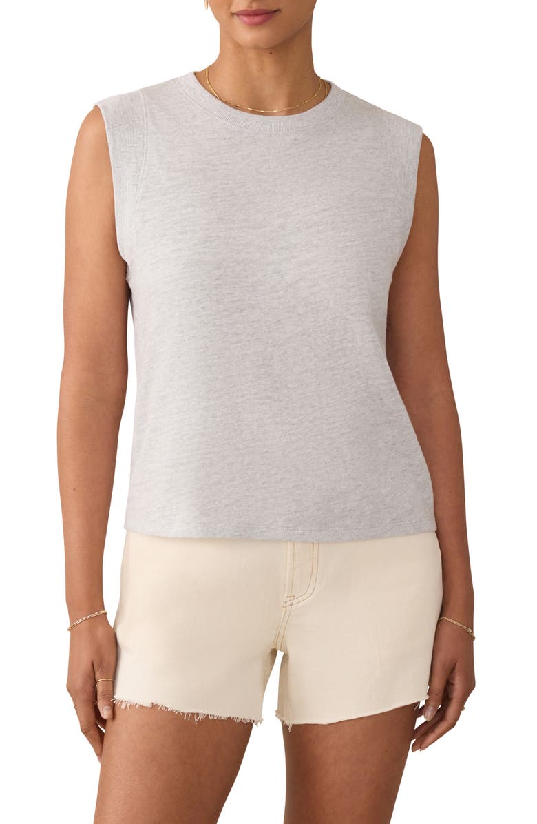Faherty Sunwashed Slub Muscle Tank, Main, color, Light Grey Heather
