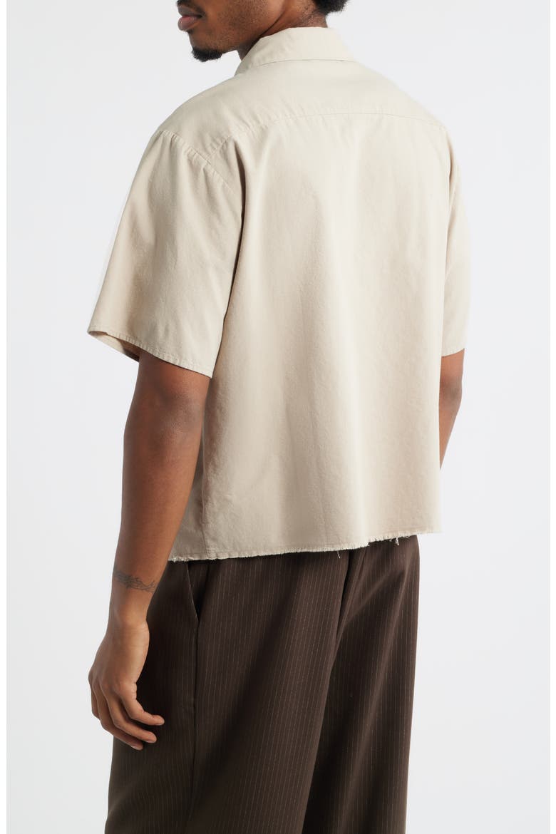 Keyhole Short Sleeve Snap-Up Shirt, Alternate, color, DUST