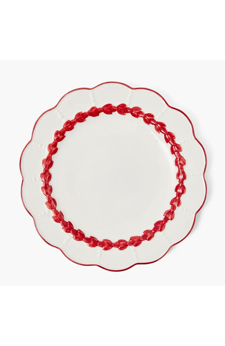 Mrs. Alice Red Laurel Dinner Plate, Main, color, Red