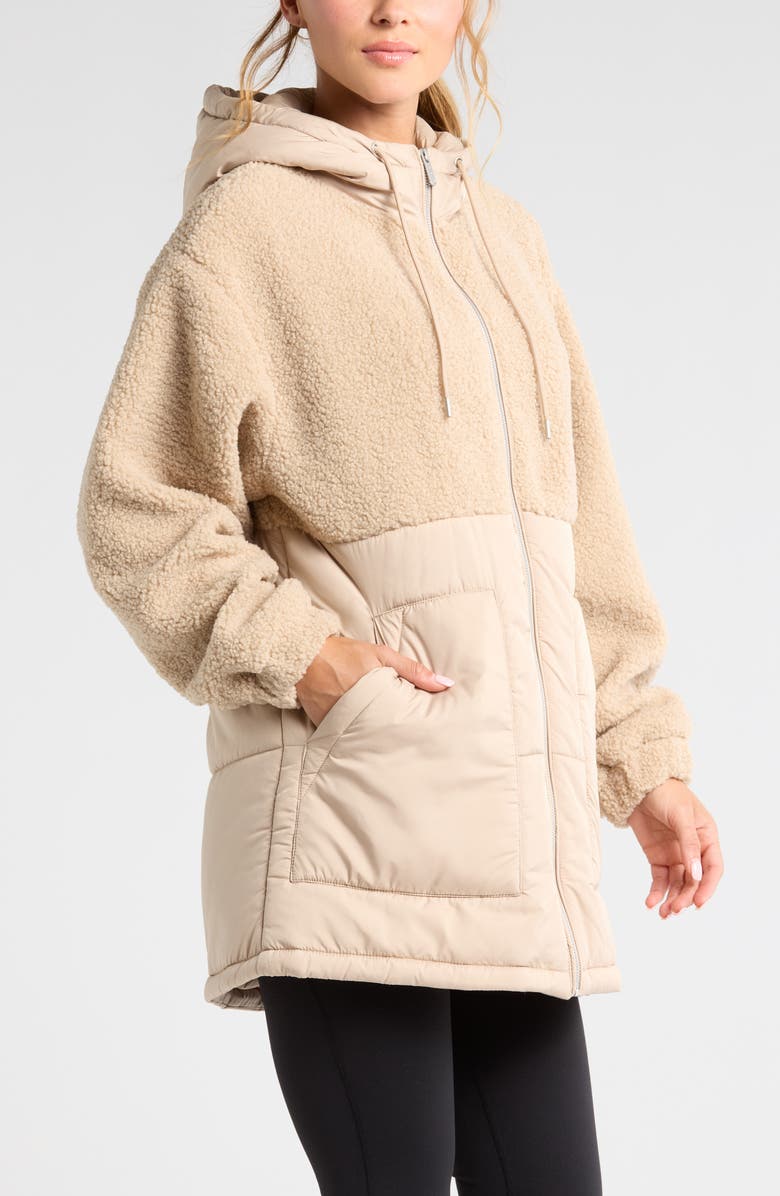 Zella Hybrid Faux Shearling Pocket Jacket, Alternate, color, 