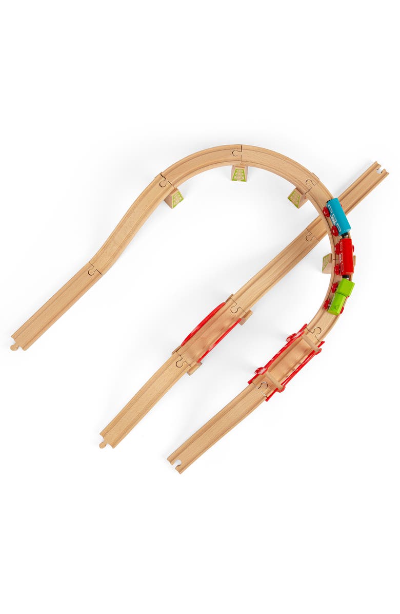 Bigjigs Rail Bridge Expansion Set, Alternate, color, Brown