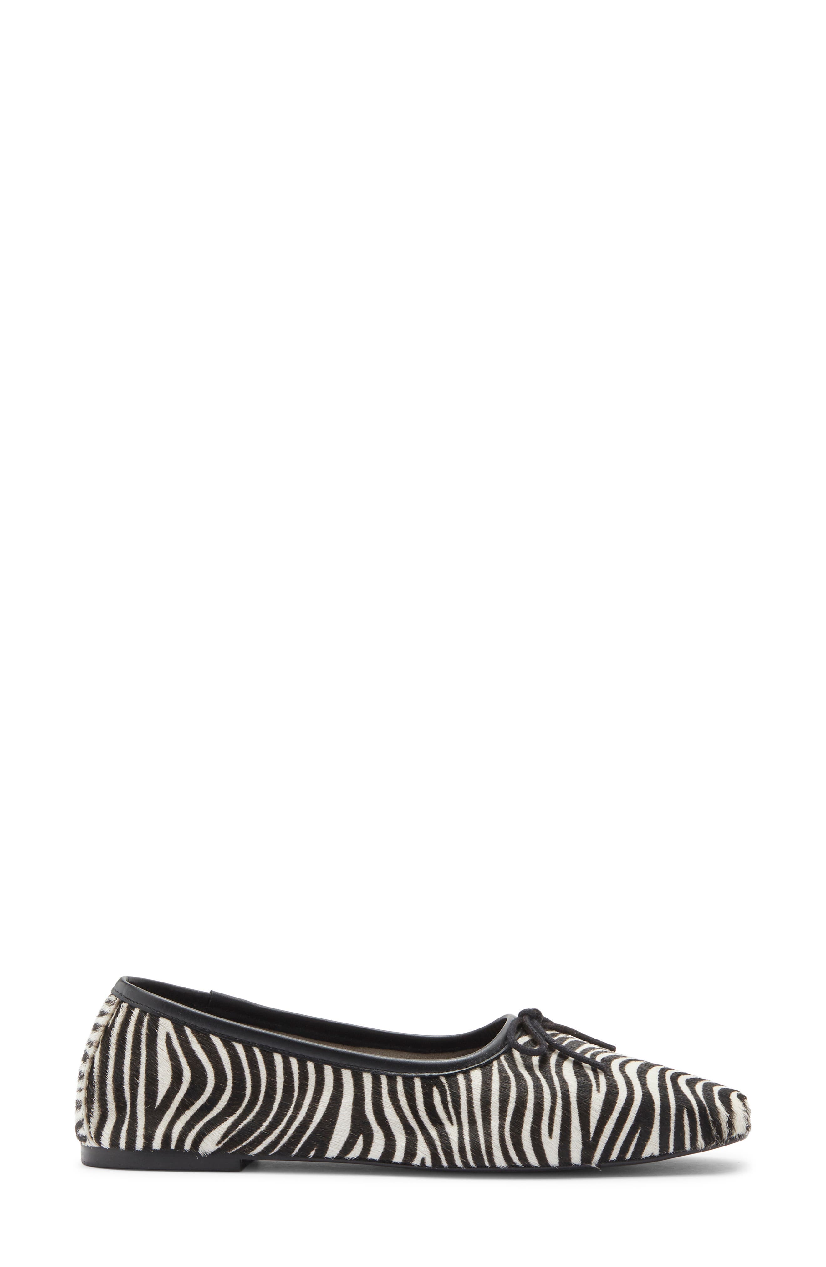 Woven Square Toe Genuine Calf Hair Ballet Flat, Alternate, color, ZEBRA HAIRCALF