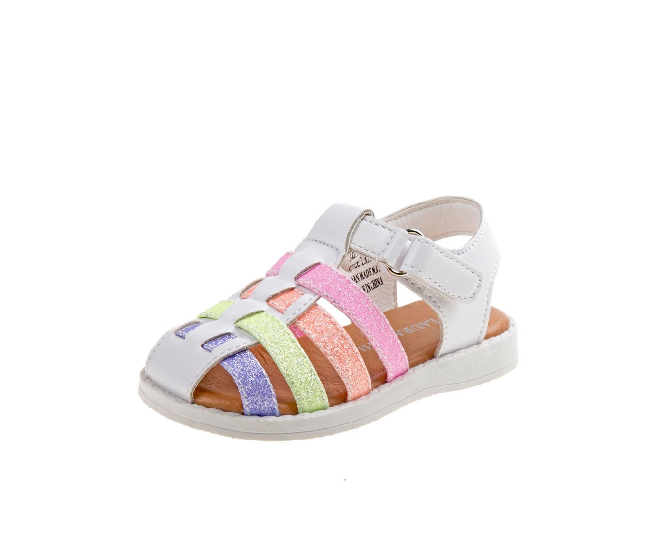 Laura Ashley Closed Toe Multi glitter strap Sandals, Main, color, White/Multi