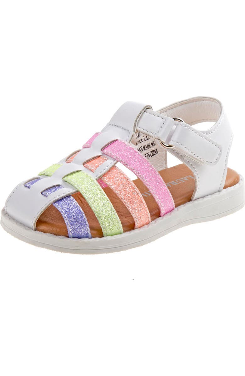 Laura Ashley Closed Toe Multi glitter strap Sandals, Main, color, White/Multi