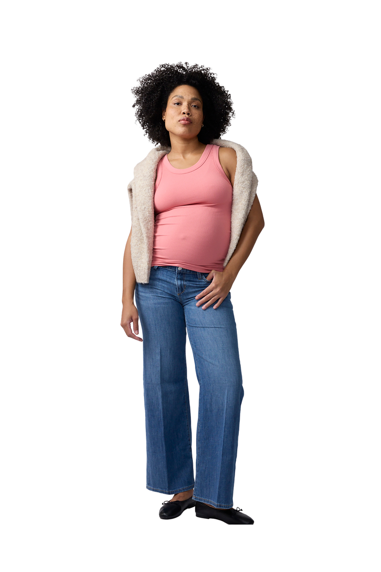 Seamless Maternity Rib Tank, Main, color, Rose