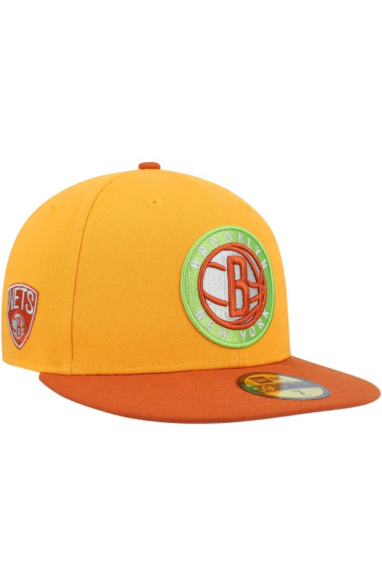 New Era Men's New Era  Gold/Rust Brooklyn Nets 59FIFTY Fitted Hat, Main, color, 