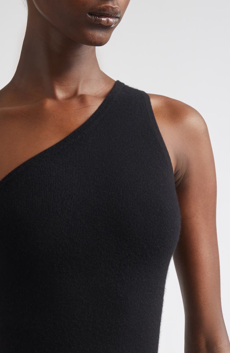Michael Kors Collection One-Shoulder Cashmere Blend Bodysuit, Alternate, color, Black 001