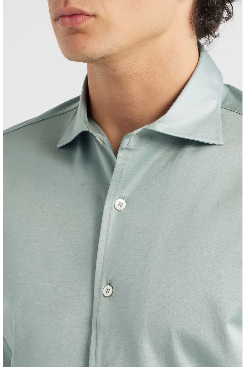 Regular Fit Cotton Jersey Dress Shirt, Alternate, color, GREEN