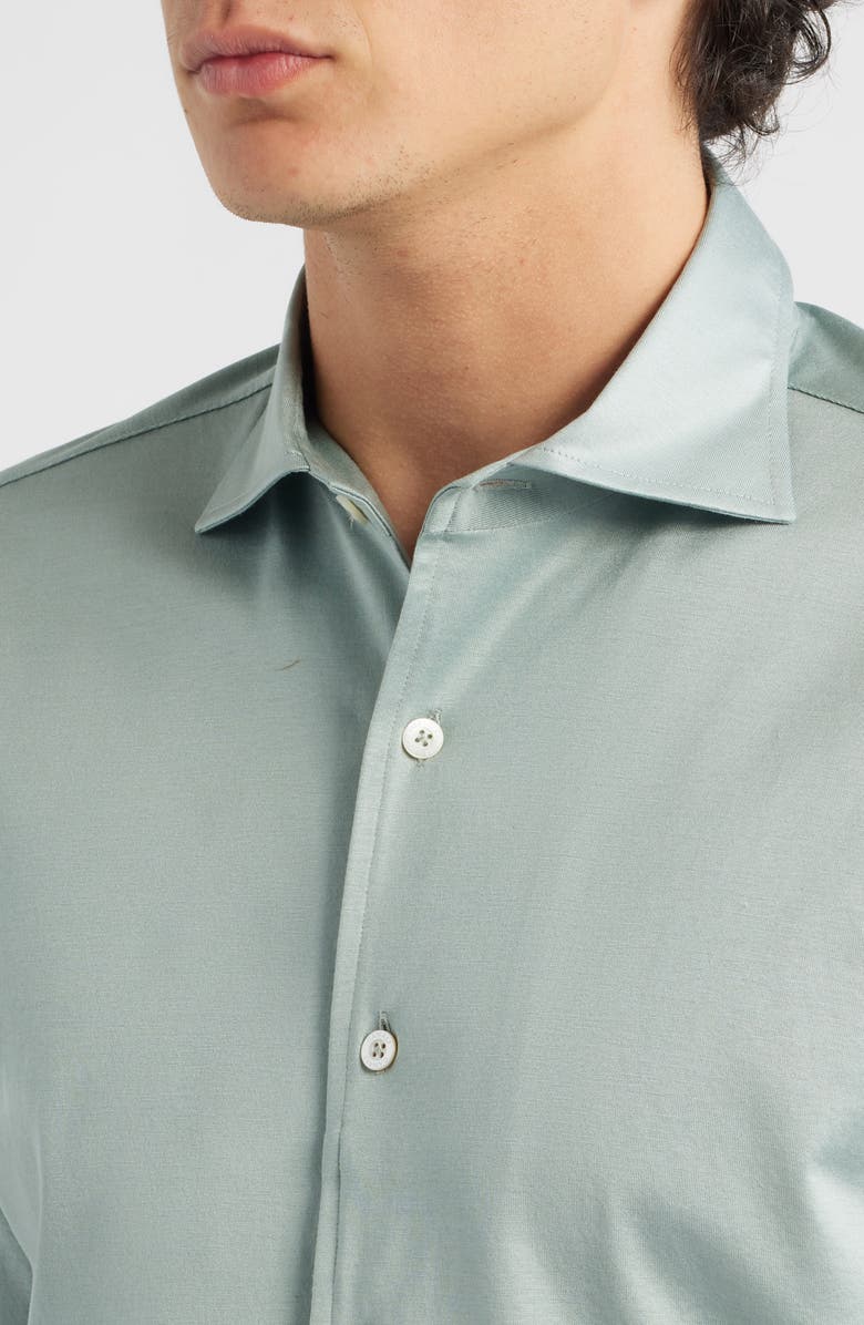 Canali Regular Fit Cotton Jersey Dress Shirt, Alternate, color, Green