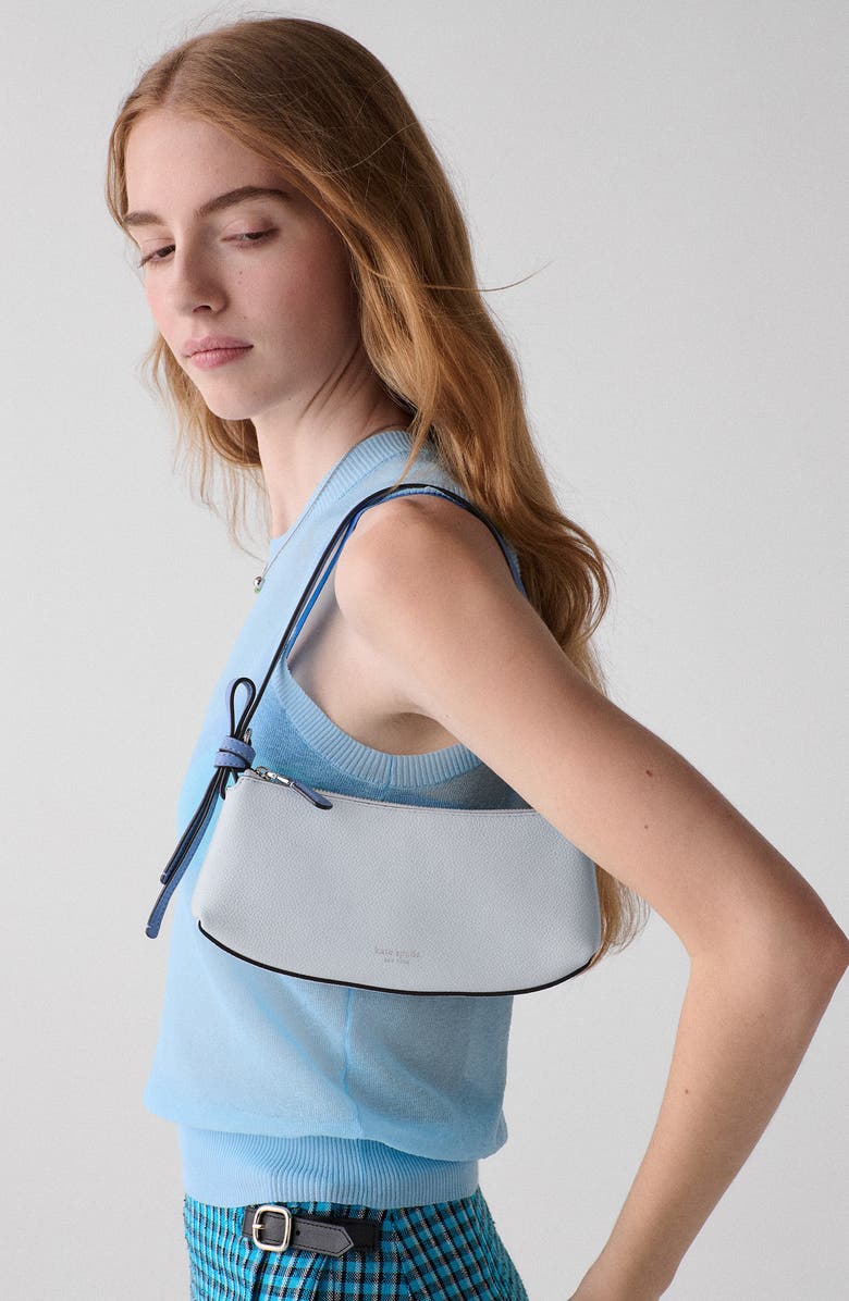 Kate Spade New York loop colorblock pebble leather pochette shoulder bag, Alternate, color, Pale Sapphirine