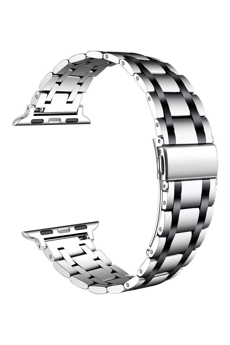 Ethan Apple Watchband, Alternate, color, SILVER/ BLACK