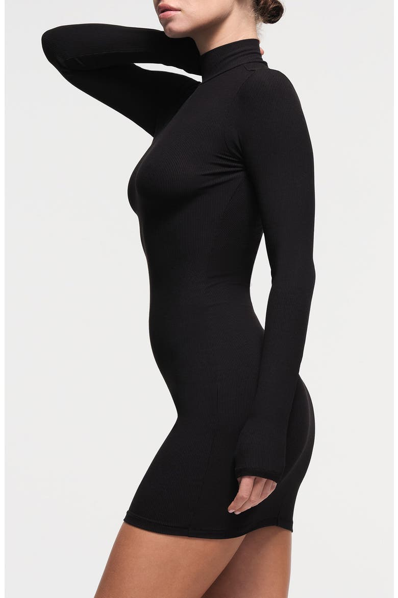 Soft Lounge Mock Neck Long Sleeve Minidress, Alternate, color, ONYX