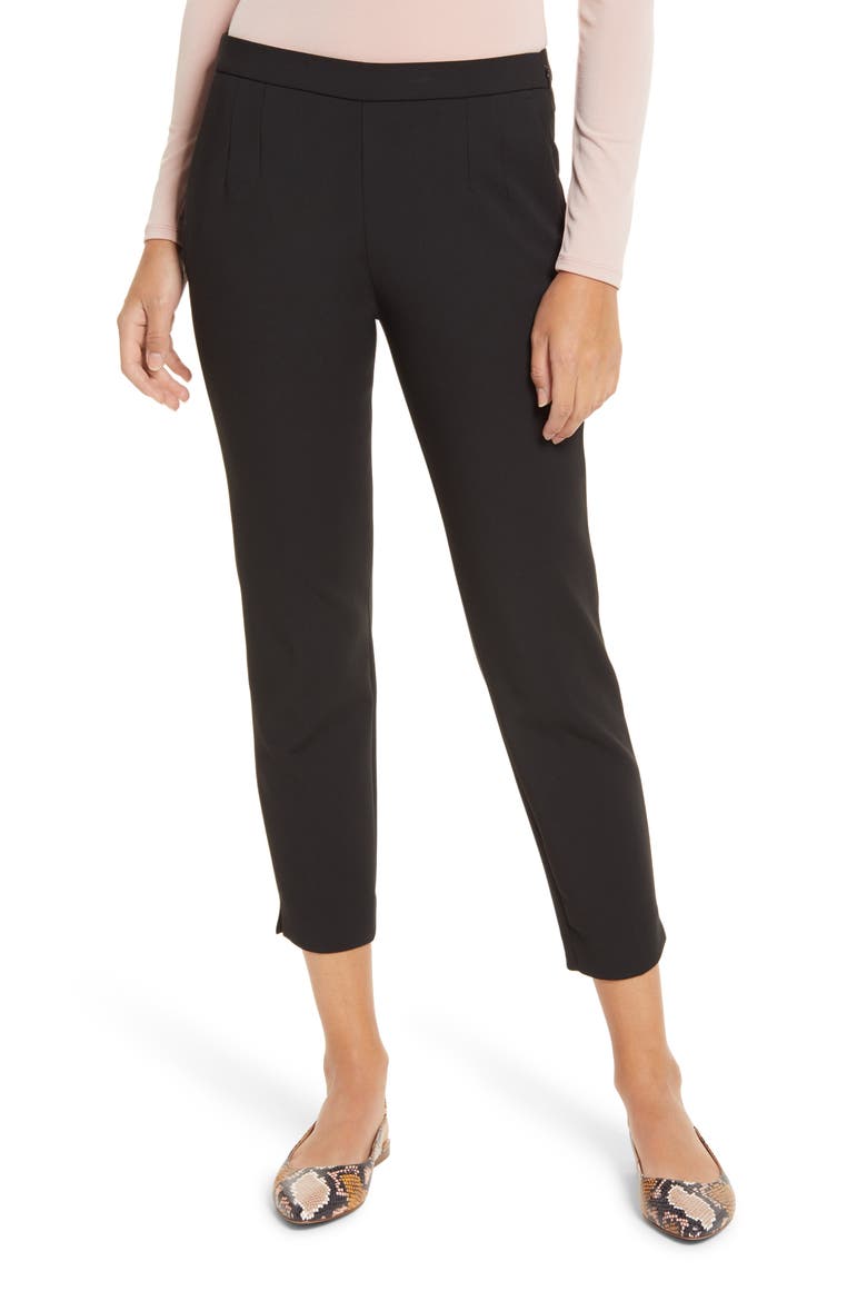 Slim Stretch Crepe Pants (Nordstrom Exclusive), Main, color, BLACK