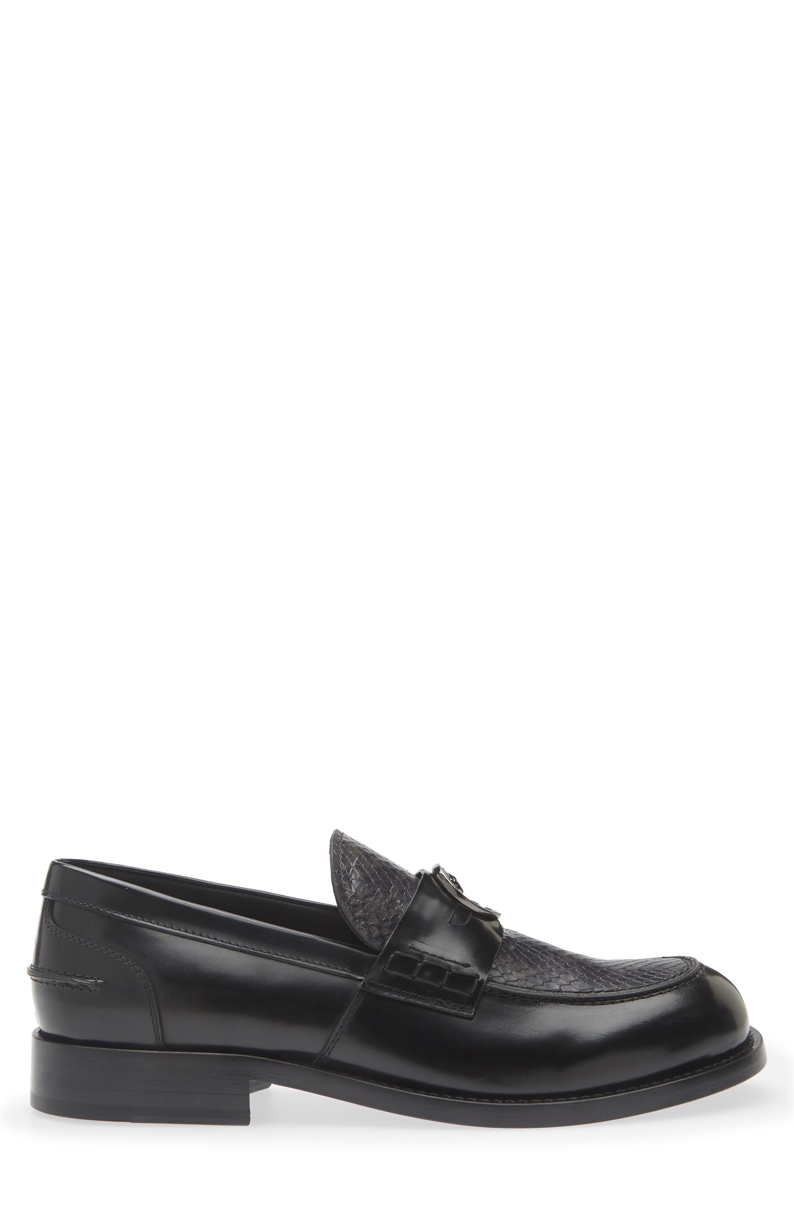 Ford Snake Embossed Leather Loafer, Alternate, color, BLACK/ DARK GREY