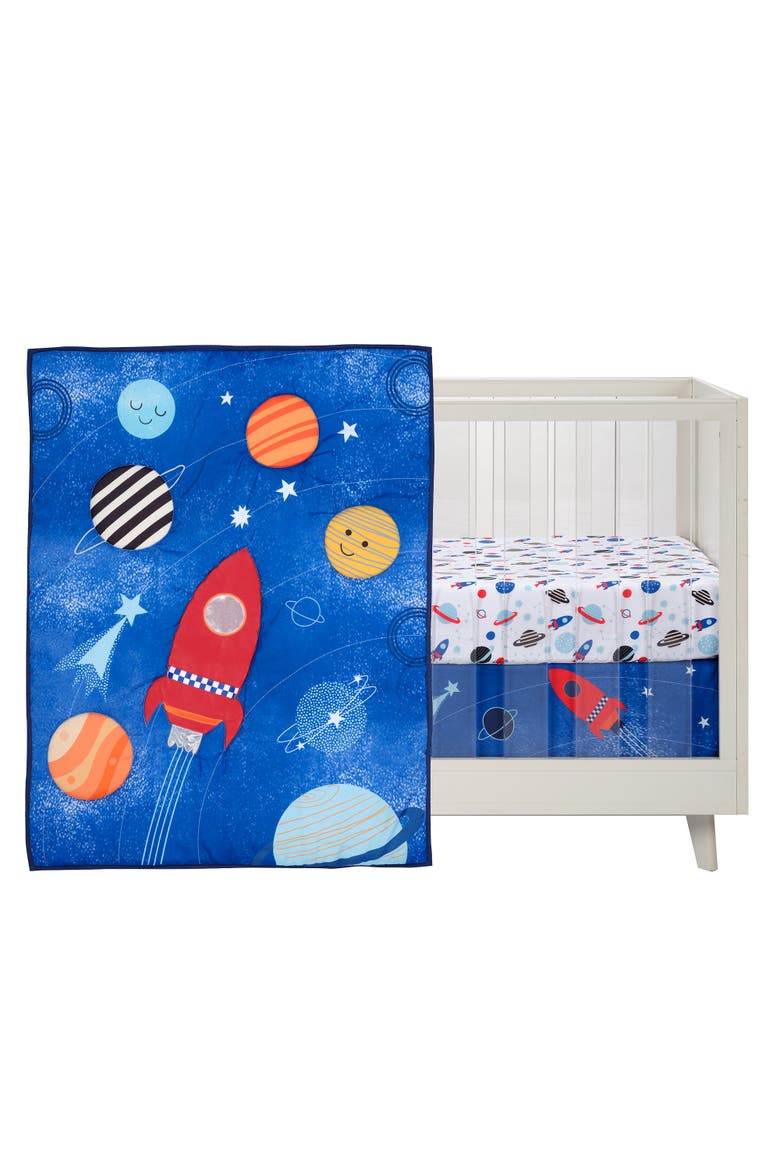 Space Galaxy 3-Pc Infant Nursery Baby Crib Bedding Set, Main, color, Blue