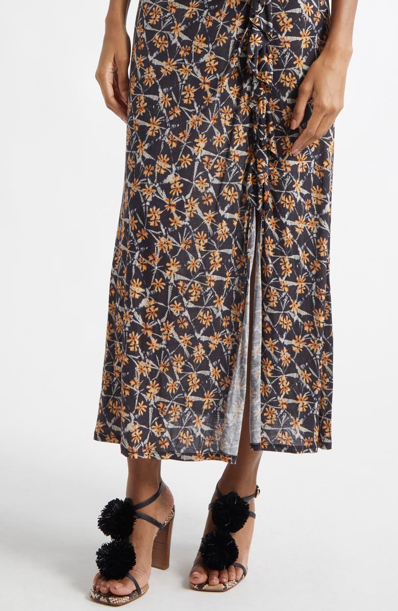 Ulla Johnson Elise Floral Print Ruffle Sleeveless Maxi Dress, Alternate, color, Aura