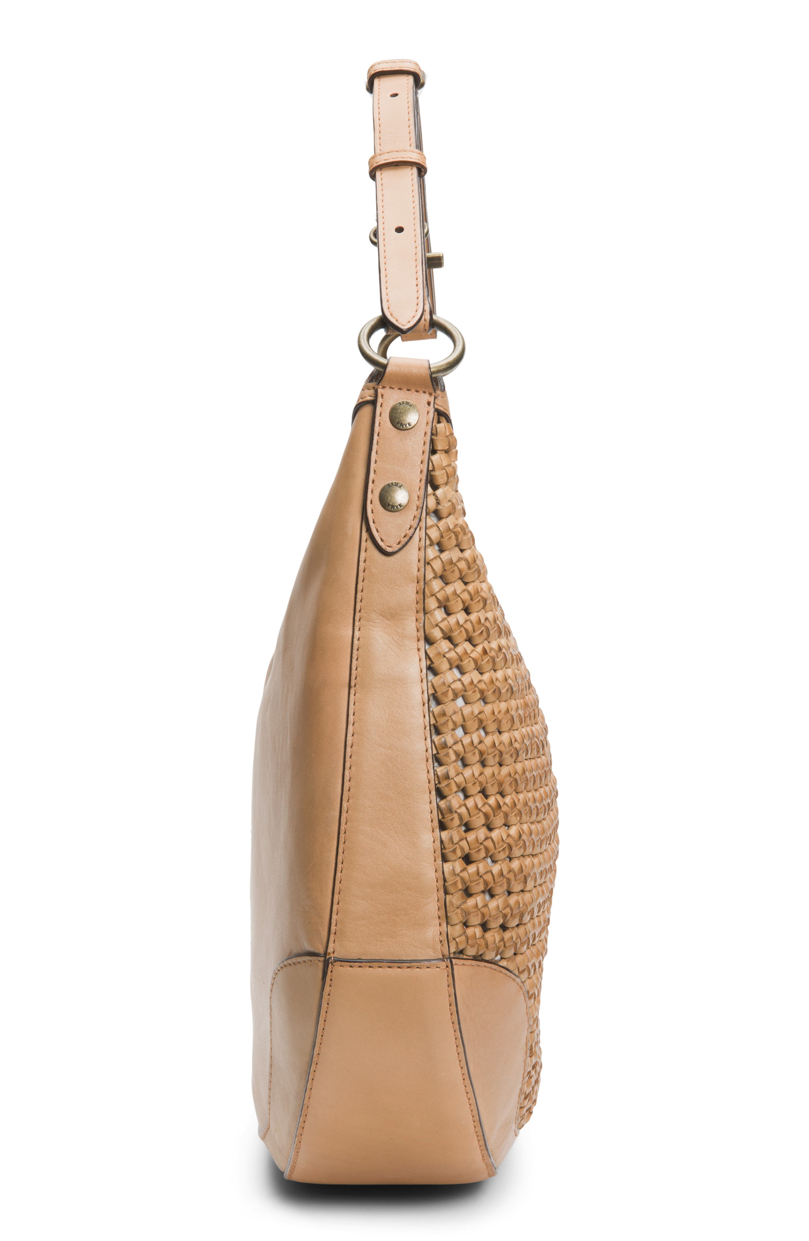 Melissa Woven Leather Hobo, Alternate, color, NATURAL