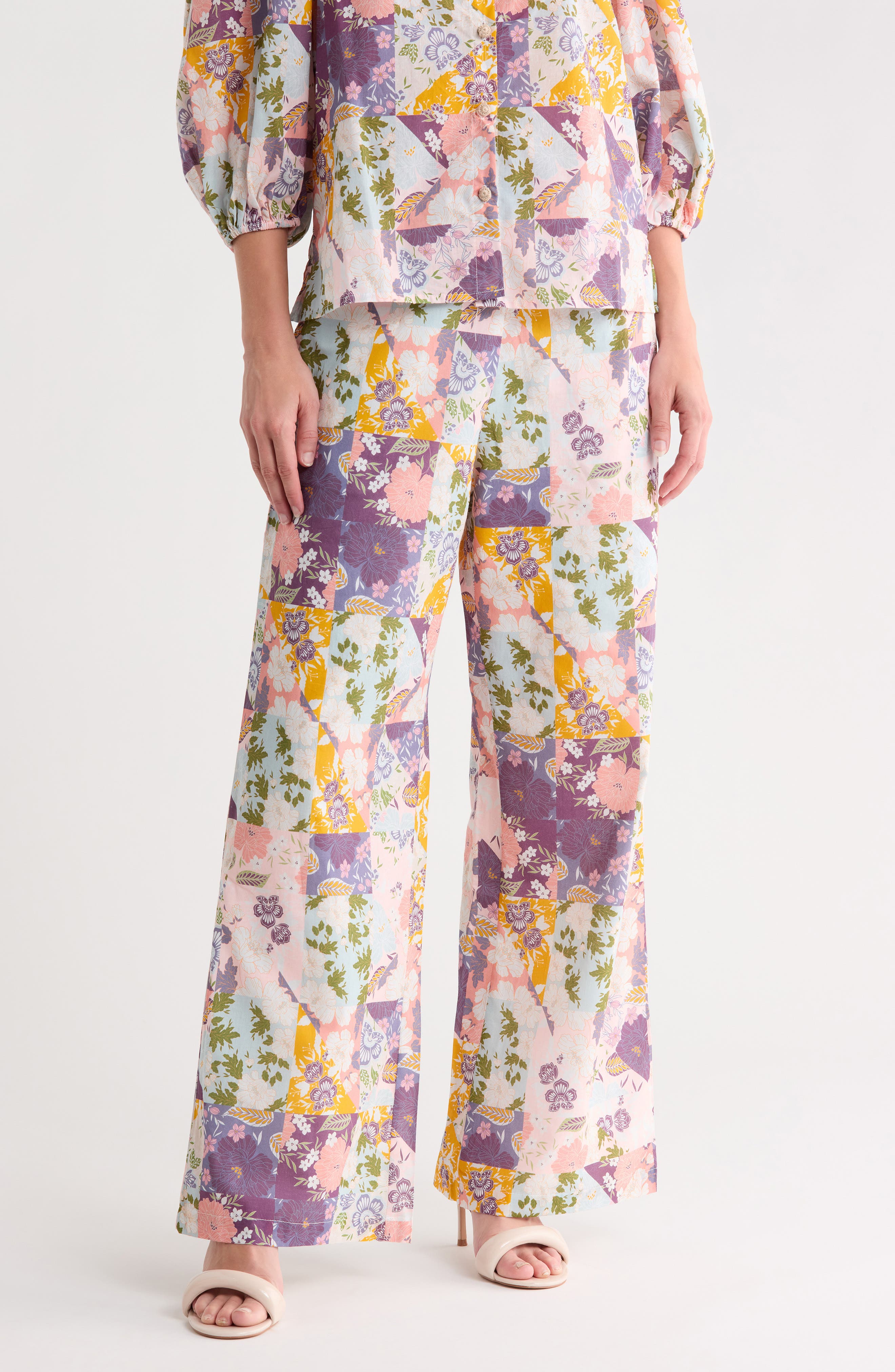 Aemie Patchwork Wide Leg Pants