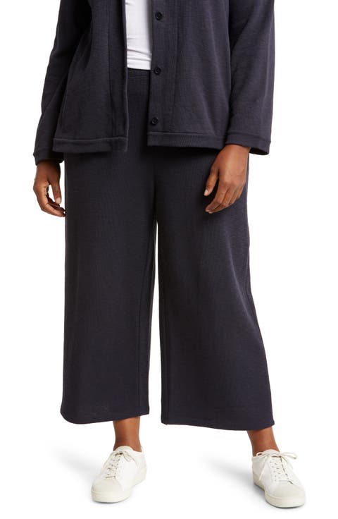 Organic Cotton Rib Ankle Wide Leg Pants (Plus Size)