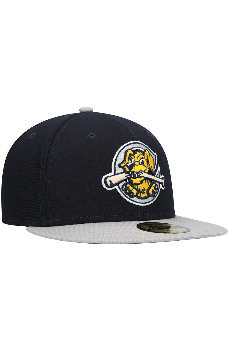 New Era Men's New Era Navy Charleston RiverDogs Authentic Collection Road 59FIFTY Fitted Hat, Alternate, color,