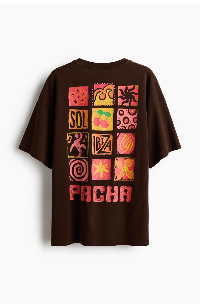 H&M Oversized Print-motif T-shirt, Main, color, Dark Brown/Pacha