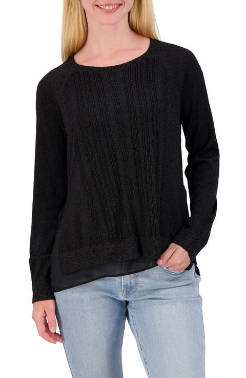 Mixed Media Lurex Crew Sweater