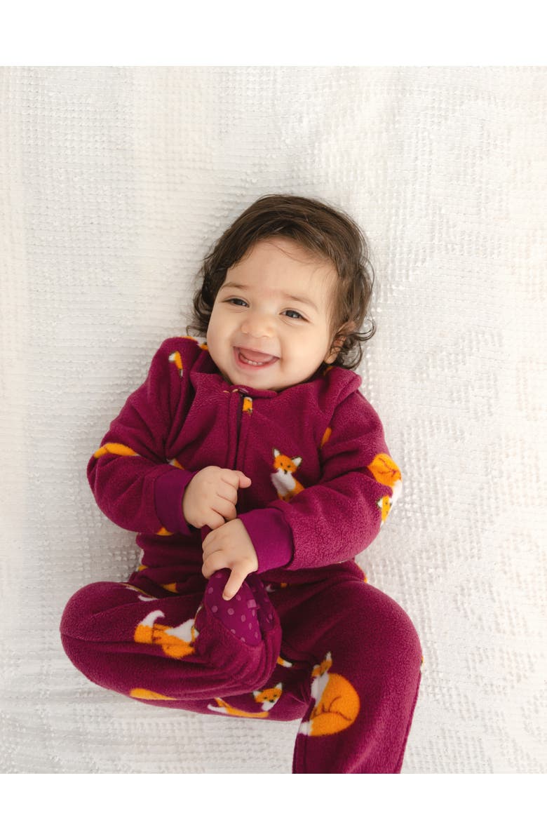 Leveret Footed Fleece Printed Holiday Pajamas, Alternate, color, Fox