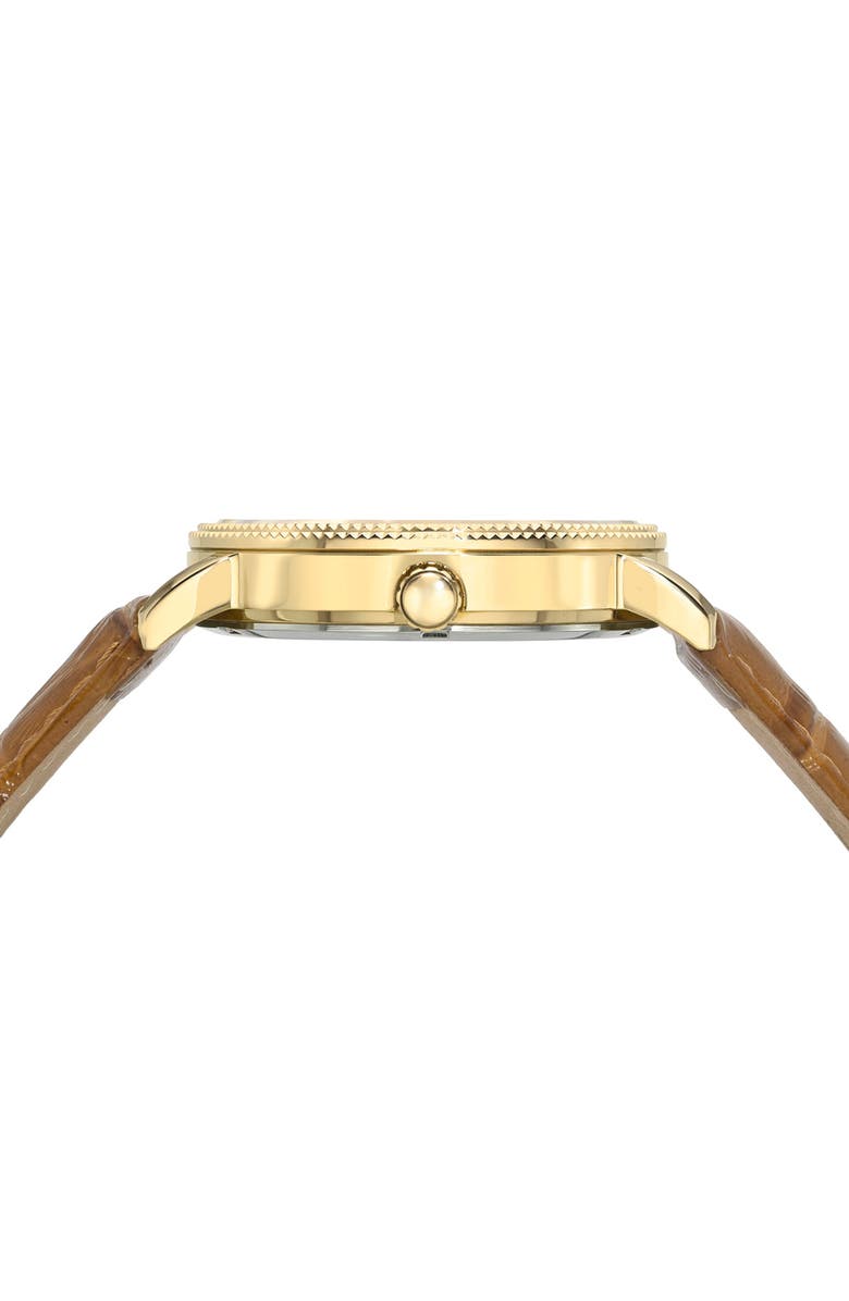 PORSAMO BLEU Veritas 2 Croc Embossed Leather Strap Watch, 40mm, Alternate, color, Gold