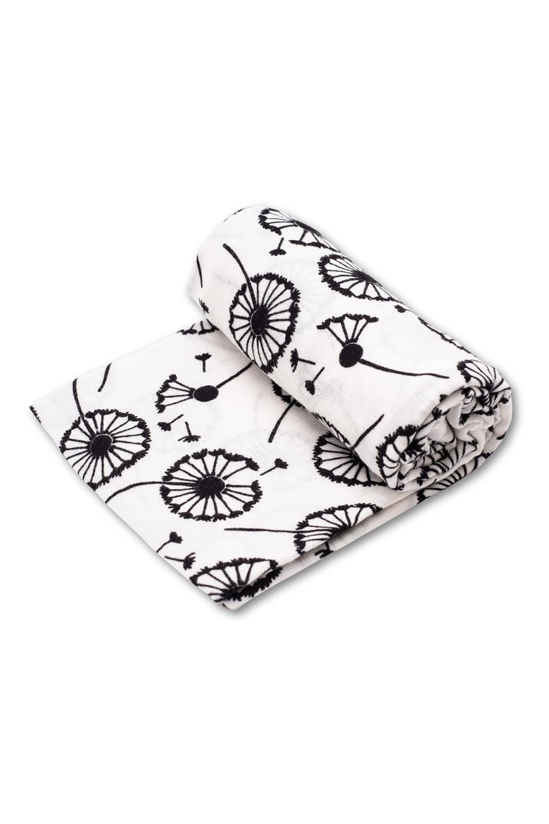 XL Dandelion Sensory Organic Cotton Muslin Blanket, Main, color, BLACK AND WHITE