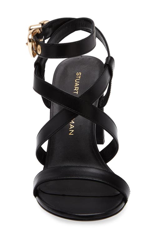 Stuart Weitzman Maven Leather Buckle Strappy Sandals
