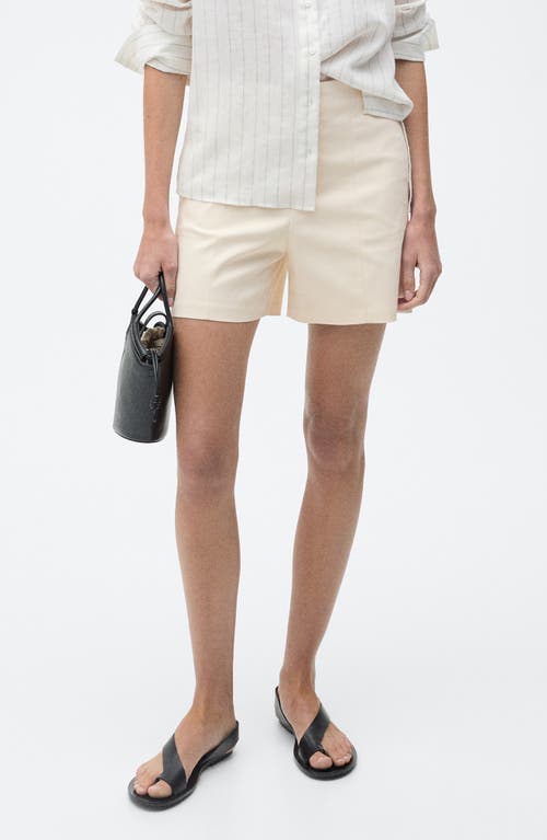 Shop Mango High Waist Cotton Shorts In Ecru