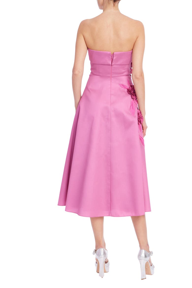 Beaded Floral Appliqué Strapless Cocktail Dress, Alternate, color, ROSE