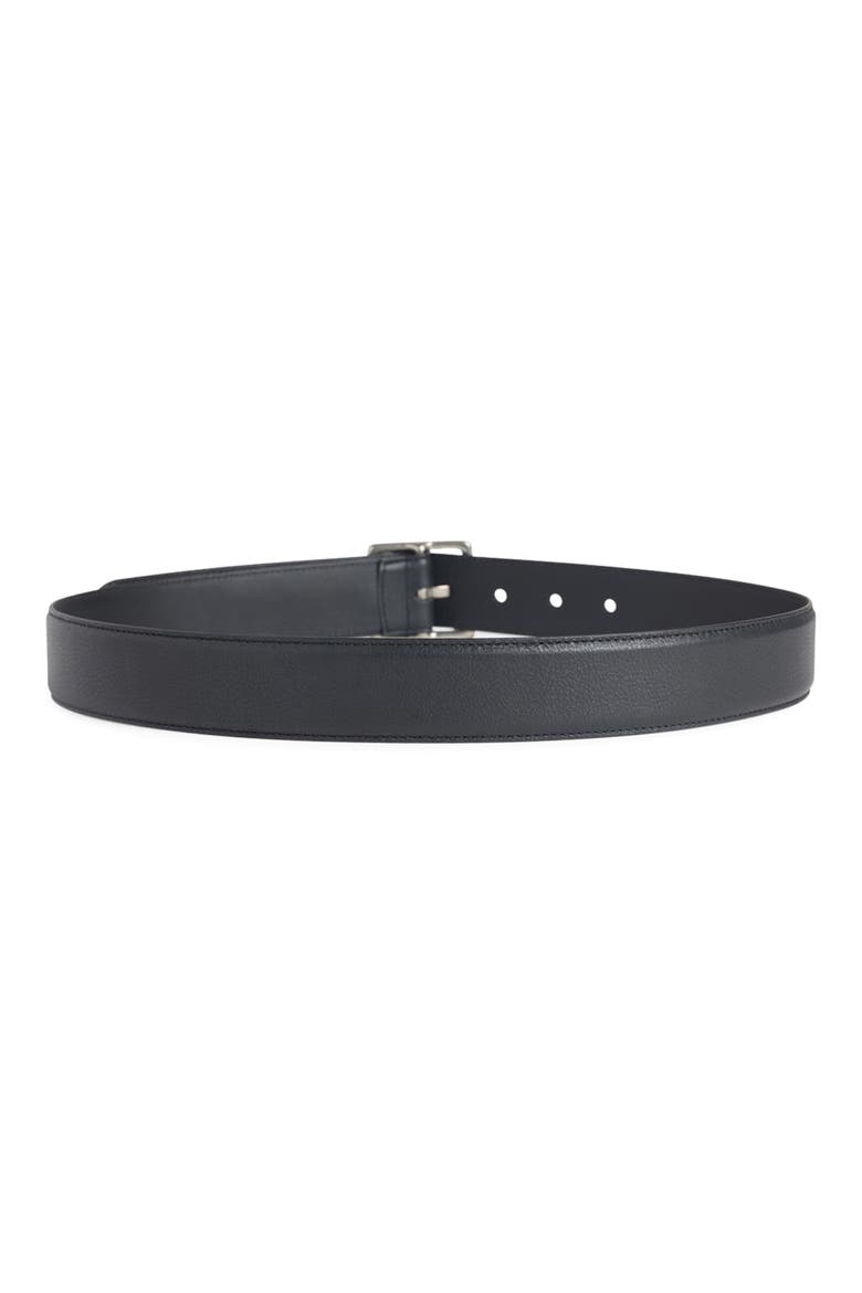 Leather Belt, Alternate, color, BLACK/ TUMBLED NICKEL