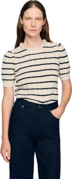 SANDRO Striped sweater with pearl collar