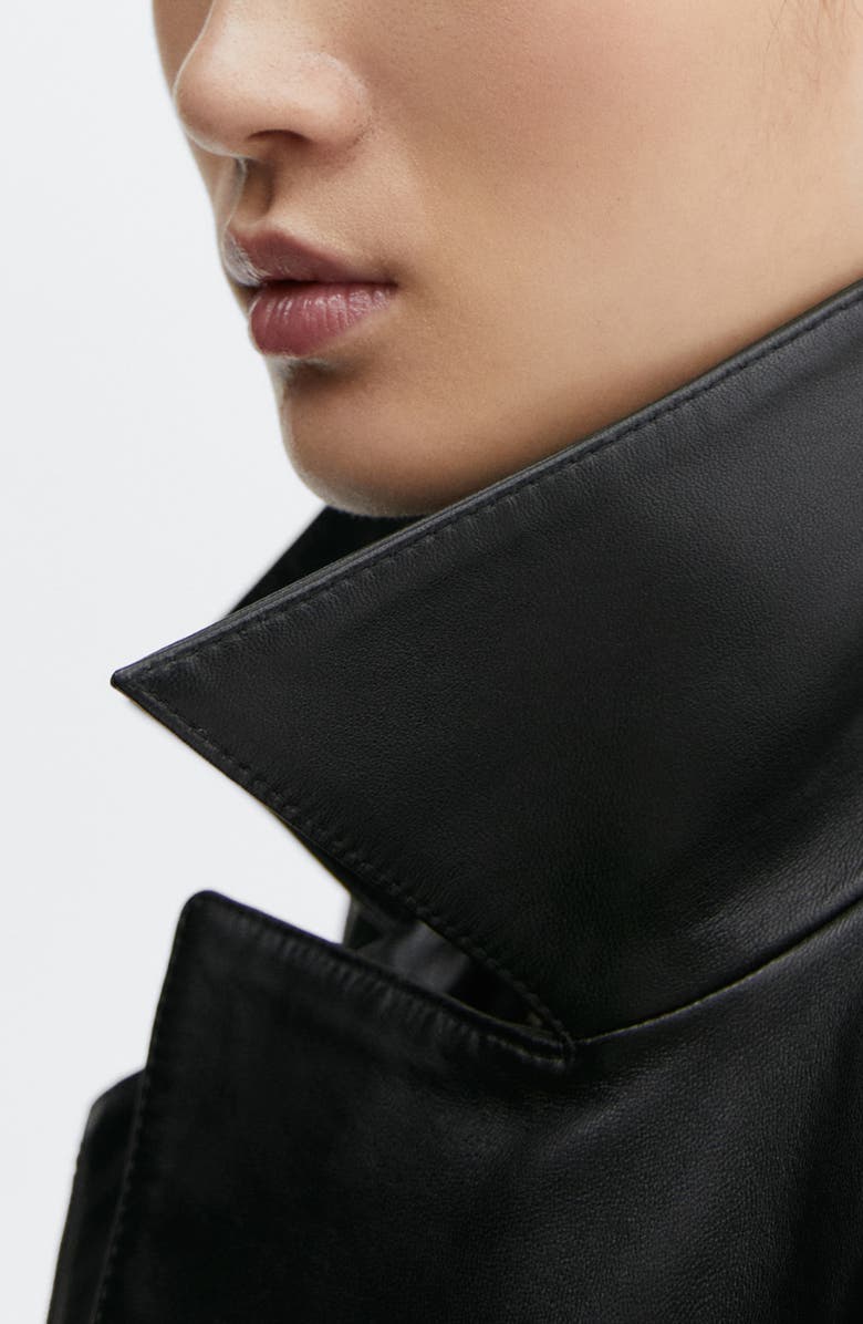 MANGO Leather Moto Jacket, Alternate, color, 