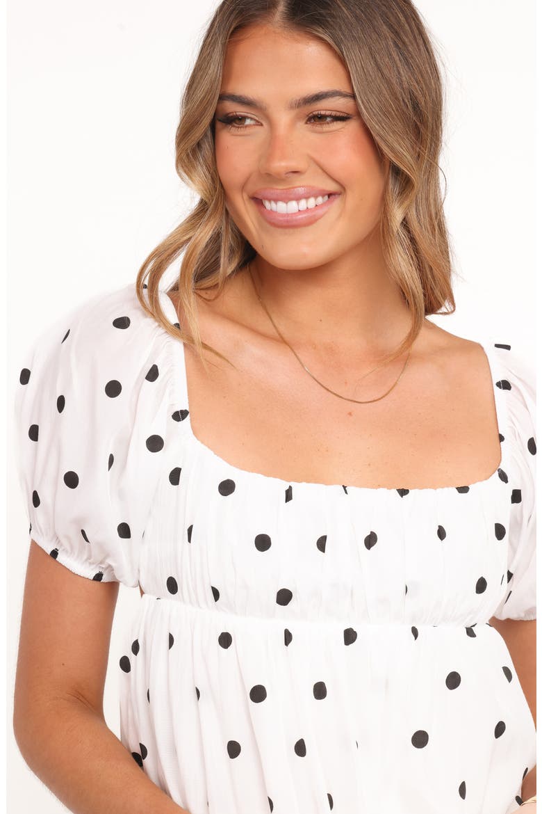 Julia Polka Dot Puff Sleeve Top & Shorts Set, Alternate, color, BLACK POLKADOT