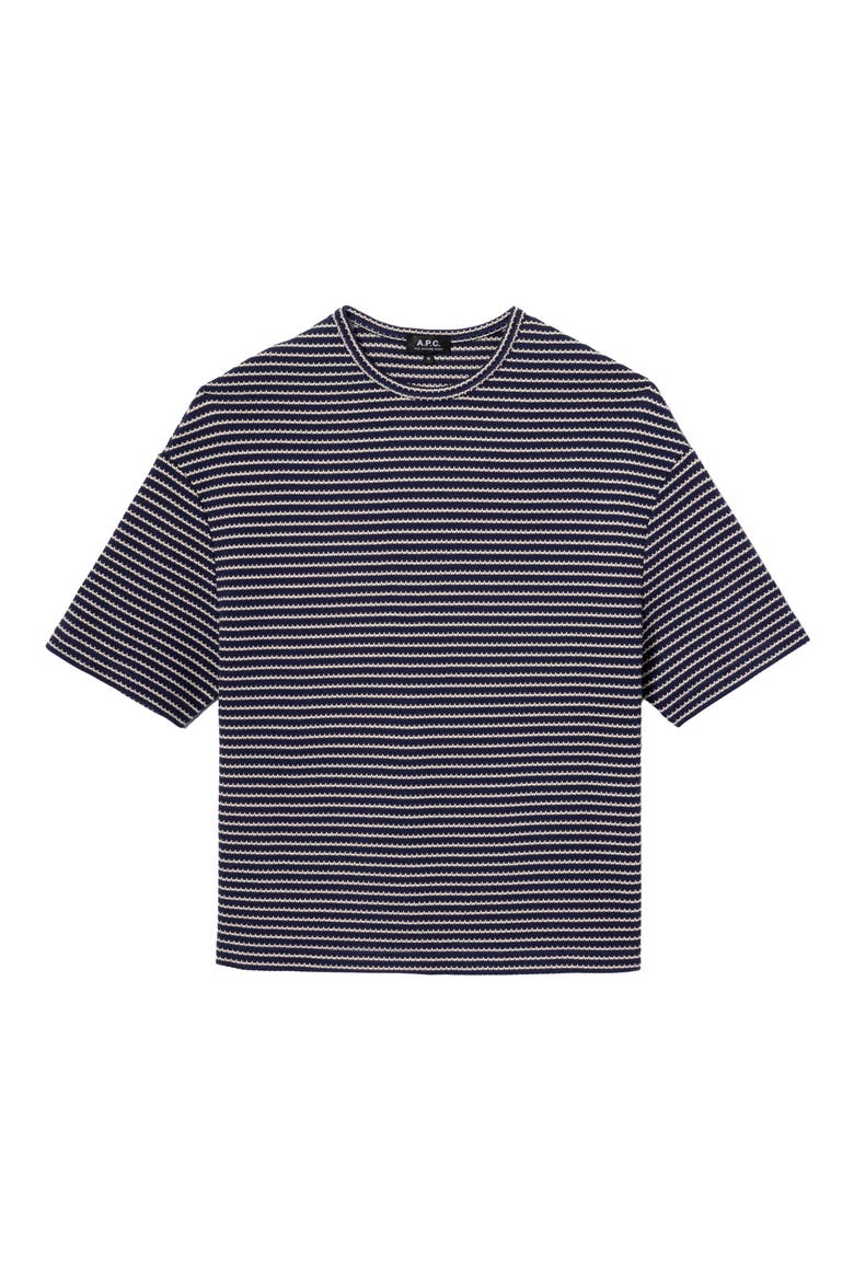 Bahia Texture Stripe Organic Cotton T-Shirt, Alternate, color, IAK DARK NAVY