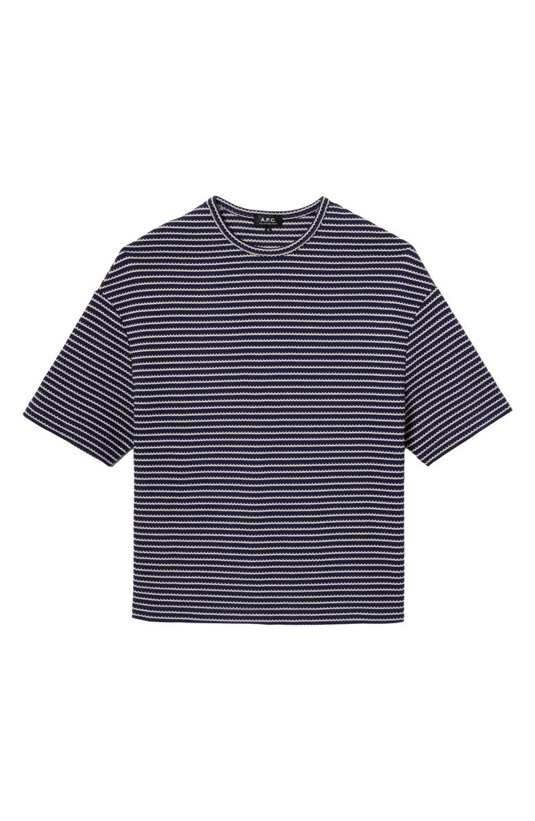 A.P.C. Bahia Texture Stripe Organic Cotton T-Shirt, Alternate, color, Iak Dark Navy