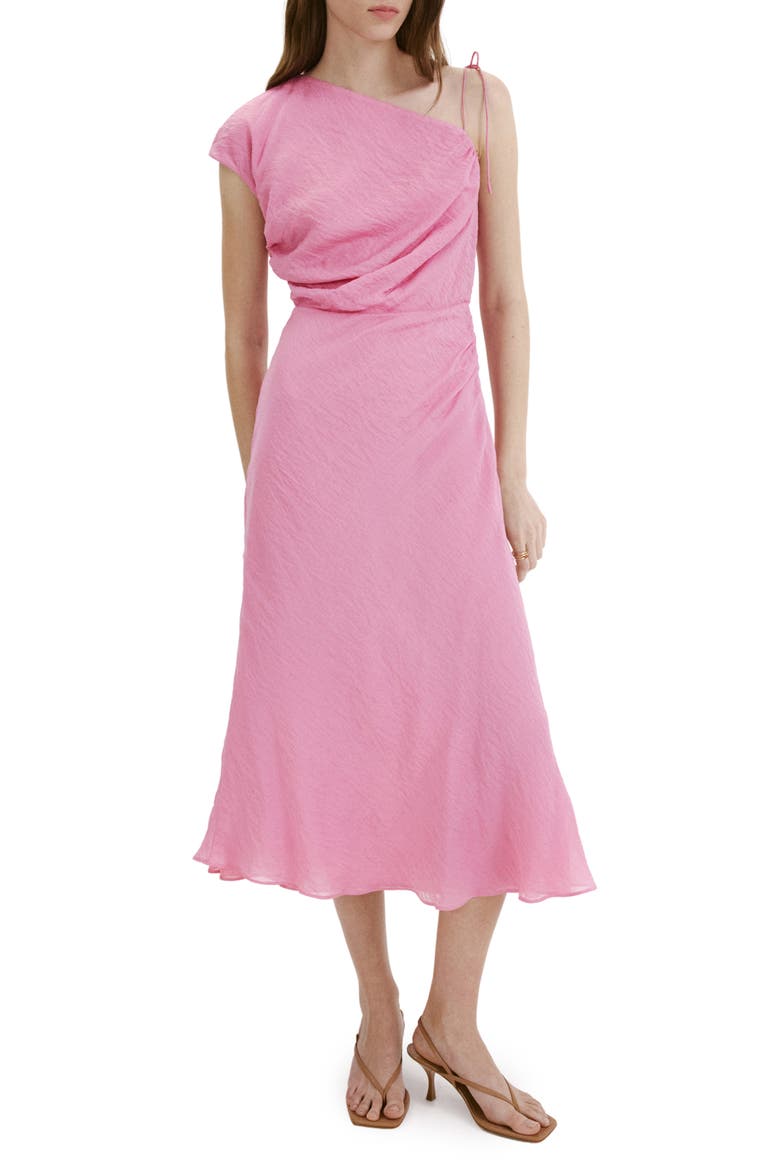 Asymmetric Ruched Maxi Dress, Main, color, PINK