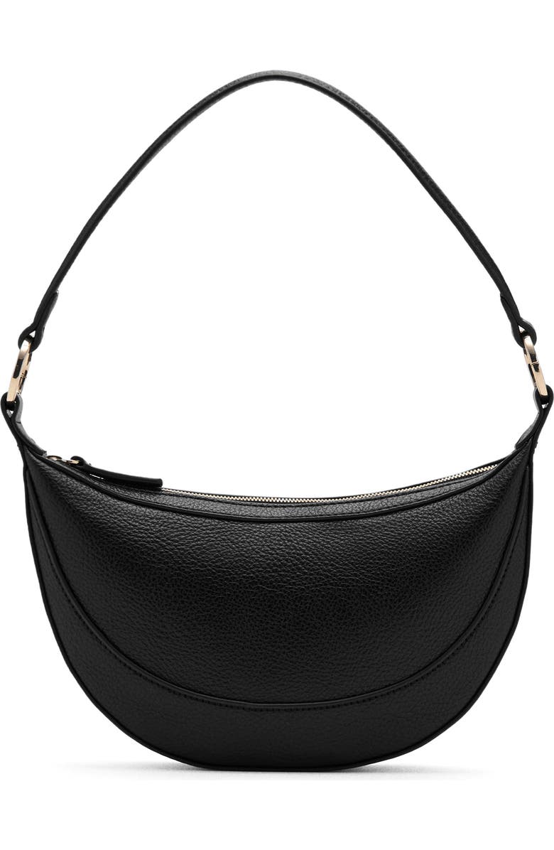 MANGO Oval Faux Leather Shoulder Bag, Main, color, Black