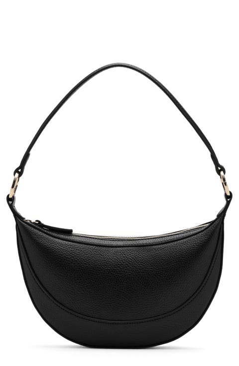 Oval Faux Leather Shoulder Bag