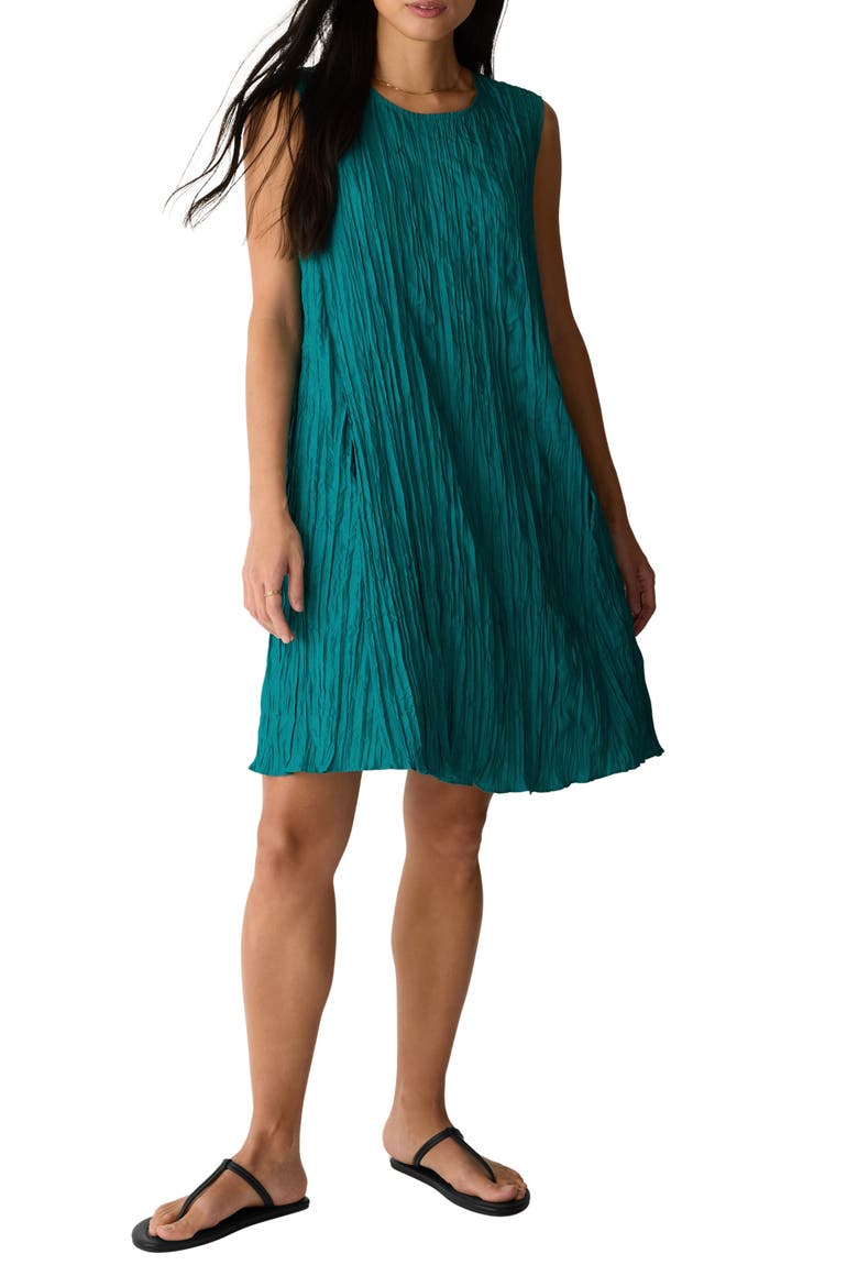 Sleeveless Silk A-Line Dress, Main, color, TEAL