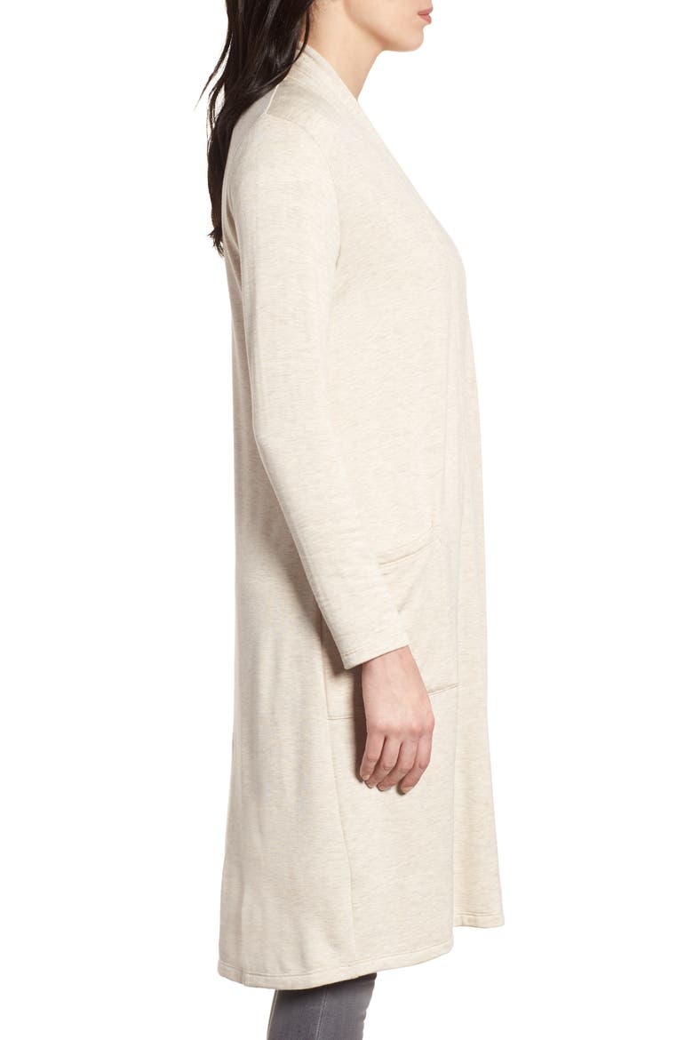 Elegant Fleece Cardigan, Alternate, color, H OATMEAL
