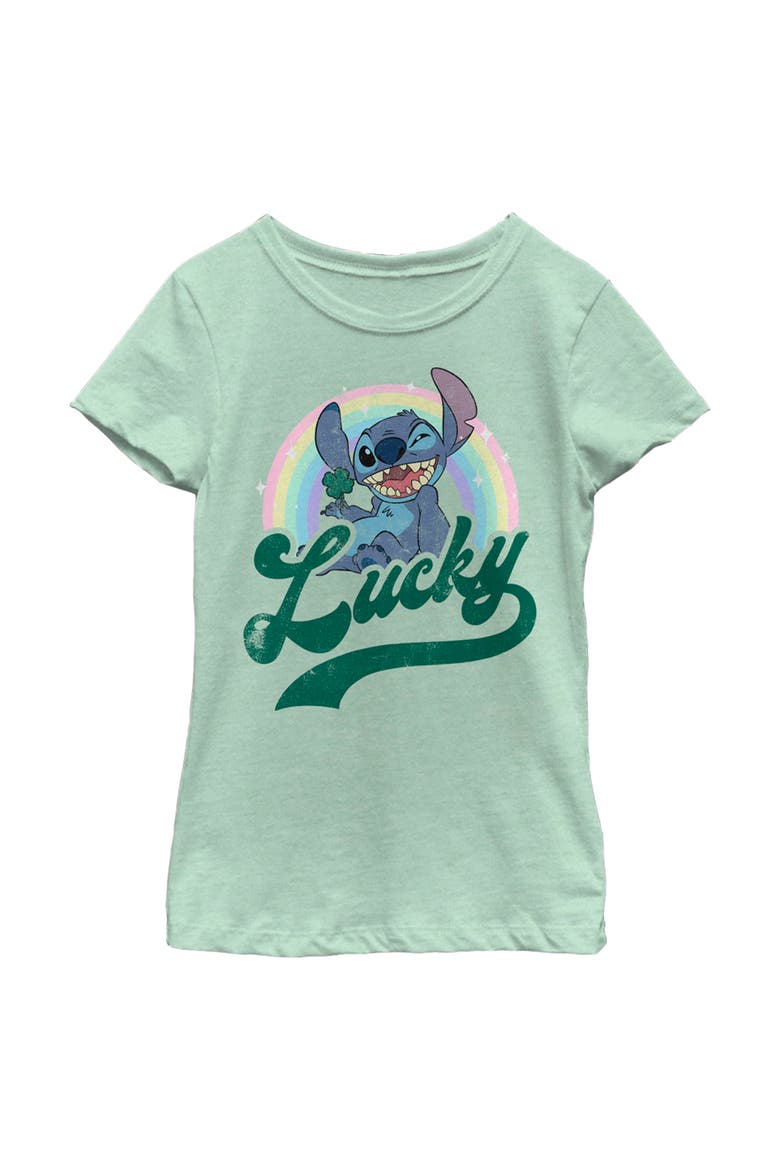 Girls' Distressed Lucky Wink Graphic Tee, Main, color, Mint