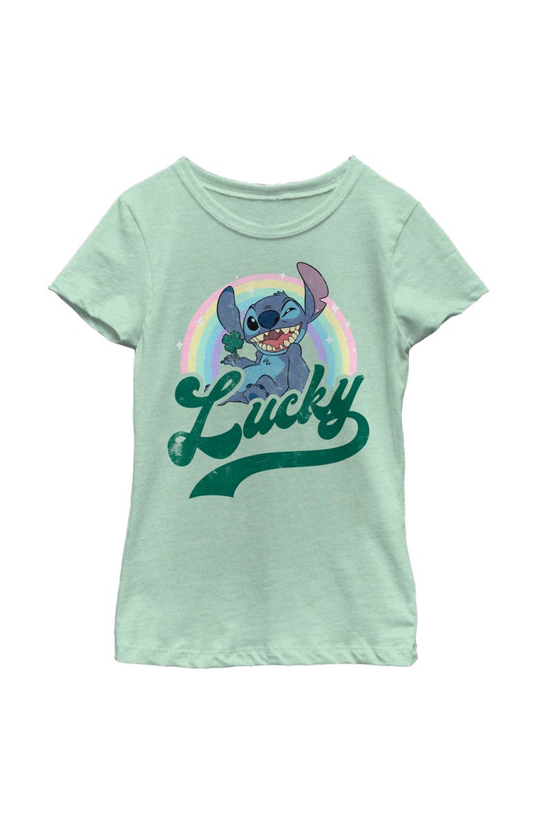 Lilo & Stitch Girl's Lilo & Stitch Distressed Lucky Wink Graphic T-Shirt, Main, color, Mint