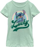 Lilo & Stitch Girls' Distressed Lucky Wink Graphic Tee
