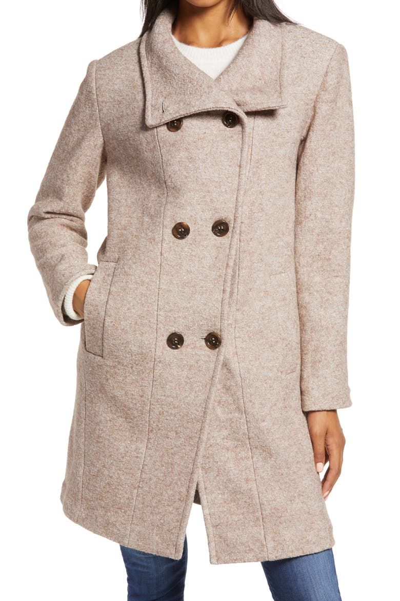Double Breasted Wool Blend Coat, Main, color, TAUPE